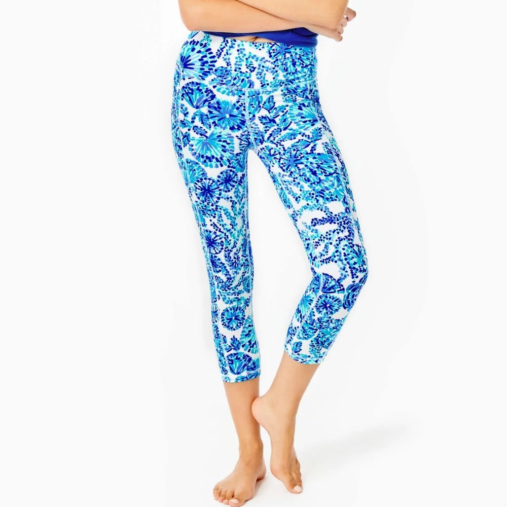 NWT Lilly Pulitzer UPF 50+ Luxletic 21" Weekender High-Rise Crop Legging M